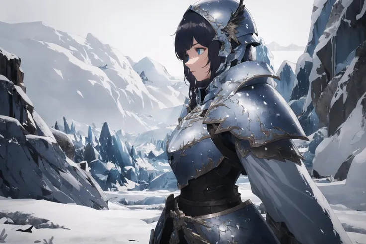 (intricate details), (hyperdetailed), 8k hdr, high detailed, lot of details, high quality, soft cinematic light, dramatic atmosphere, atmospheric perspective,
1girl made out of snow and ice, cold, snow, armor,