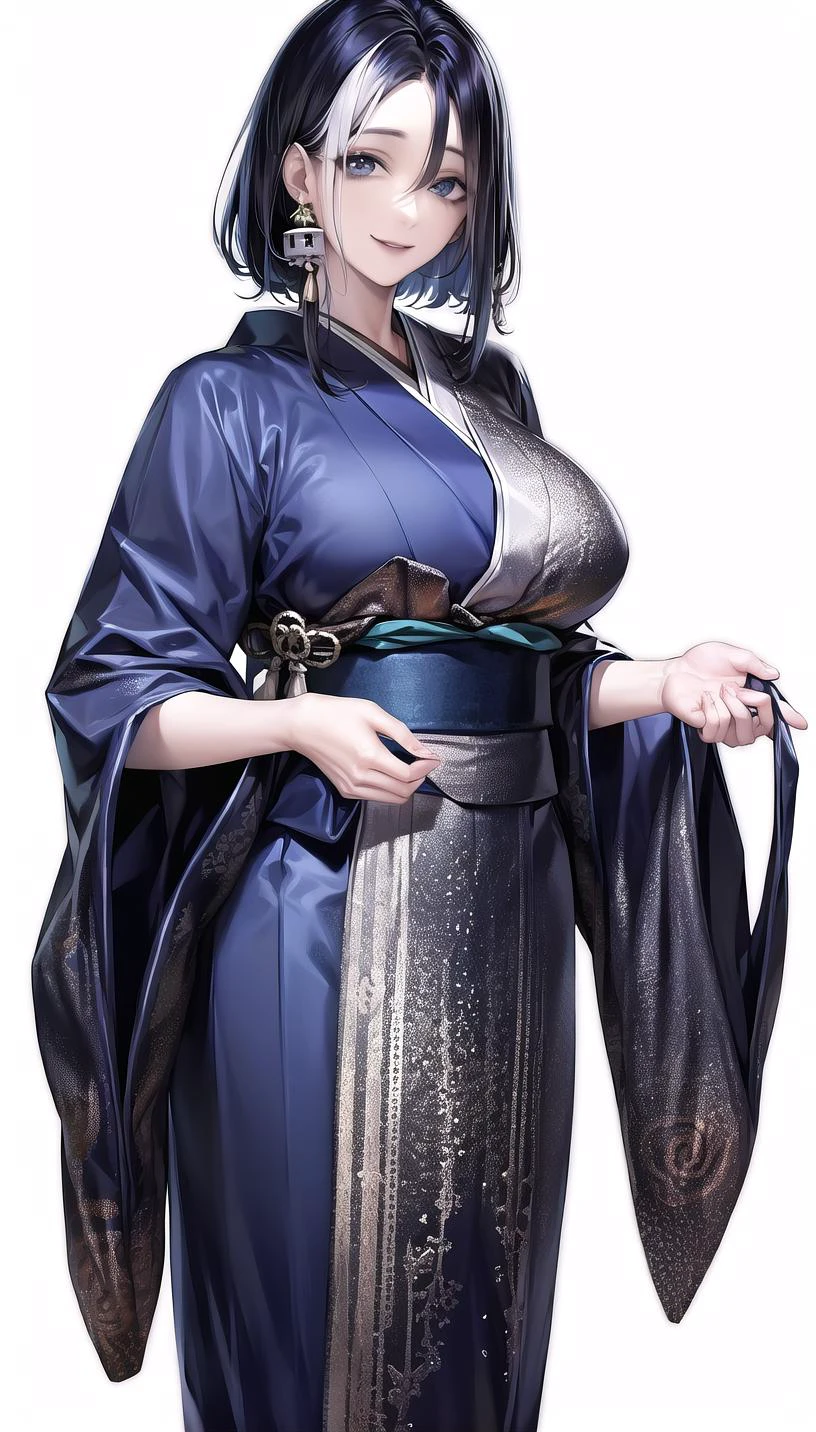 smile,
(japanese clothes:1.28),
lady,mature female, cowboy shot,
(white background,simple background:1.18),
highres,official art,original,masterpiece,best quality,
(huge breasts:0.9),
<lora:Adela:0.8>