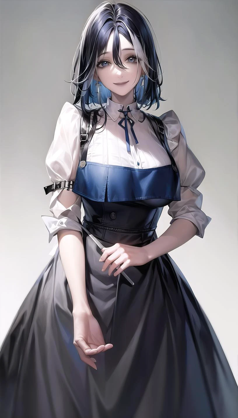 smile,
(apron:1.28),
lady,mature female, cowboy shot,
(white background,simple background:1.18),
highres,official art,original,masterpiece,best quality,
(huge breasts:0.9),
<lora:Adela:0.8>