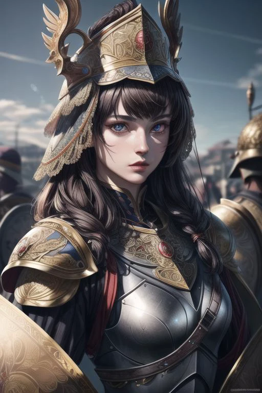 fantasy realistic digital art,mid shot,photorealism,greek style,intricately detailed steel full helmet,intricately detailed ceremonial armor,(armor is stylized to look like a cyclopes:1.2),finely detailed,4k,
<lora:add_detail:1> <lora:LowRA:0.2>