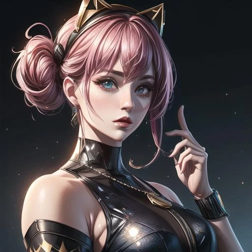 eague of Legends, K/DA, realistic, high poly, post production, fancy glittery background,<lora:add_detail:1>