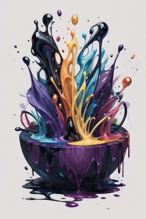 minimalist, clean violet background with abstract black and orange shapes in liquid plastic, waving and dripping, rule of thirds,<lora:add_detail:1>