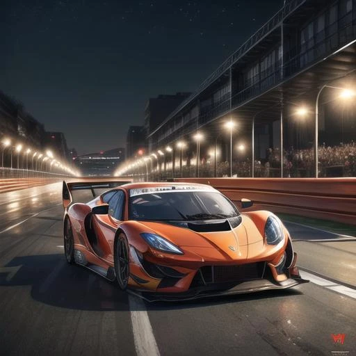 a screenshot of racing cars in a night time game, in the style of asher brown durand, realistic and hyper-detailed renderings, orange, exotic realism, alan lee, 32k uhd, grid-based,<lora:add_detail:1>
