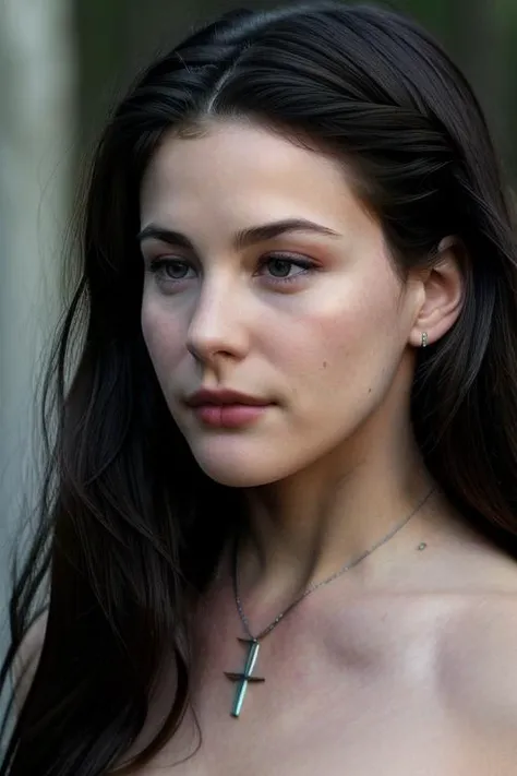 real, atmospheric scene, masterpiece, best quality, (detailed face, detail skin texture, ultra-detailed body),(cinematic light),
<lora:LivTyler_smf_lora_v01-000003:0.9>, 1i7t713r-smf, 1girl, solo, realistic, lips, long hair, jewelry, brown hair, necklace, portrait, closed mouth, black hair, looking to the side, blurry, looking away