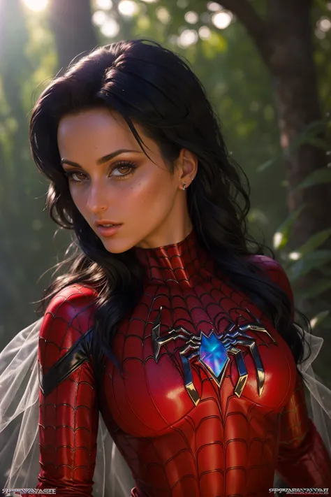 <lora:quiron_SimonneStyle_v1_lora:0.97> Dappled Light, analog style, (look at viewer), (skin texture) ,realistic, (best quality:1.1), (detailed:1.1),SimonneStyleQuiron Woman, Simonne Style wearing superheroine (spiderwoman) costume, (portrait), (close-up)