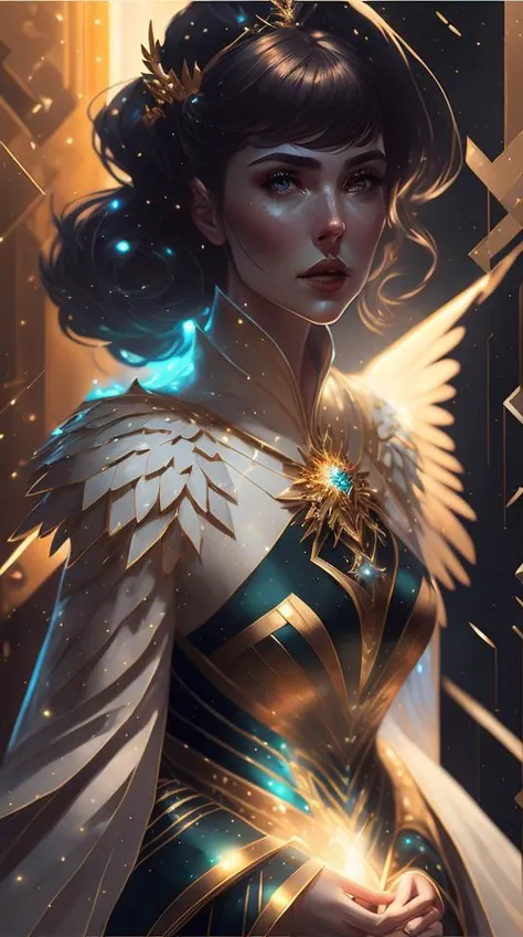 an awarded profesional photo of galGad1, as Evangeline: A star princess with skin that glimmers with the light of distant galaxies, and her eyes, like twinkling stars, hold the secrets of the universe. Her long, flowing hair, the color of the cosmos, cascades down her back and seems to glow with an otherworldly light. Evangeline possesses an ethereal and otherworldly form, with a celestial aura that radiates beauty and wisdom. She wears an elegant gown made from shimmering stardust and woven with constellations, representing her connection to the celestial plane. Her dress is accentuated with glowing wings that allow her to traverse between the mortal realm and the heavens. In her hand, she holds a celestial scepter, a conduit for her otherworldly powers., ultradetailed, intricated face,(face details:1.1),perfect eyes, ideal body posture,perfect body proportions, by jeremy mann, by sandra chevrier, by maciej kuciara,(masterpiece:1.2),(ultradetailed:1.1), ultrasharp, (perfect, body:1.1),(realistic:1.3),(real shadow:1.2),3photo Fujifilm XT3, ,(perfect body proportions:1.1)<lyco:GoodHands-beta2:1>, intricated hands,(by Michelangelo),(profesional lights:1.3) (profesional photography:1.3),in perfect background with intricated details - Frostfall Peaks: A frigid and snow-covered mountain range, home to massive glaciers and treacherous icy caverns. The mountains seem to sparkle under the moonlight., cowboy shot (character focus:1.1), depth of field, anatomically correct hand, perfect anatomy, ideal limbs, ideal arms, ideal hands