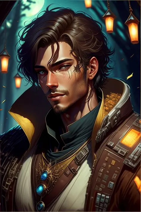 an awarded profesional photo of scajohansson84 as Solomon "Starborn" Wright (Star Wars): Solomon Wright, a daring starship pilot and smuggler, has an adventurous aura that draws people to him. His sun-kissed skin speaks of countless hours spent under distant suns, while his mischievous grin hints at the thrill-seeking spirit that propels him across the galaxy. Solomon's bright blue eyes, often sparkling with laughter, reflect the boundless curiosity and sense of wonder that drive him to explore uncharted territories. His attire, a combination of practical spacer clothes and a pilot's vest adorned with patches of far-off planets and star systems, mirrors the nomadic life he leads. At his hip, he carries a heavily modified blaster pistol, a trusty companion that has seen him through numerous harrowing encounters and narrow escapes. with Slender-Petite - A delicate and lean body with minimal curves. , ultradetailed, intricated face,(face details:1.1),perfect eyes, ideal body posture,perfect body proportions, by jeremy mann, by sandra chevrier, by maciej kuciara,(masterpiece:1.2),(ultradetailed:1.1), ultrasharp, (perfect, body:1.1),(realistic:1.3),(real shadow:1.2), photo Fujifilm XT3, ,(perfect body proportions:1.1)<lyco:GoodHands-beta2:1>, intricated hands,(by Michelangelo),(profesional lights:1.3) (profesional photography:1.3),in Serenity Falls: A serene and picturesque village nestled in the heart of a lush forest. The houses are made of timber and stone, adorned with colorful flowers and hanging lanterns., cowboy shot (character focus:1.1), depth of field, perfect hands, realistic shadows, realsitic lights, perfect quality, natural skin, skin marks, detailed hairstyle, kkw-skin-det, photorealistic,