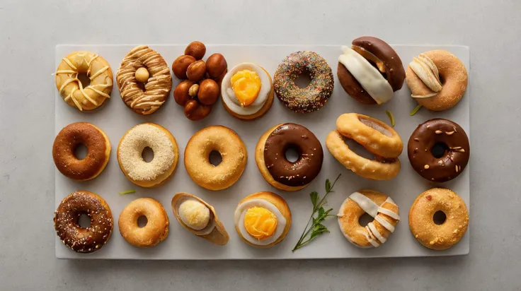 <lora:Seductive_Dishes_Anatomy:0.75> dishes anatomy, Food photography, professional studio lighting, photo of a full aesthetic, RAW photo, 8k uhd, dslr, bounced lighting, high quality, with a (pov filter:1.3), above bounced light, on a Fujifilm X-T4, doughnut,fed,millet,clams,appetizer <lora:FoodPorn_v2:0.8> foodporn, served on a high-class restaurant, atmospheric lighting, professional chef, masterpiece, (Masterpiece:1.3) (best quality:1.2) (high quality:1.1)