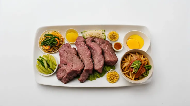 <lora:Seductive_Dishes_Anatomy:0.75> dishes anatomy, Food photography, professional studio lighting, photo of a full aesthetic, RAW photo, 8k uhd, dslr, bounced lighting, high quality, with a (pov filter:1.3), above bounced light, on a Fujifilm X-T4, Korean BBQ, <lora:FoodPorn_v2:0.8> foodporn, served on a high-class restaurant, atmospheric lighting, professional chef, masterpiece, (Masterpiece:1.3) (best quality:1.2) (high quality:1.1)
