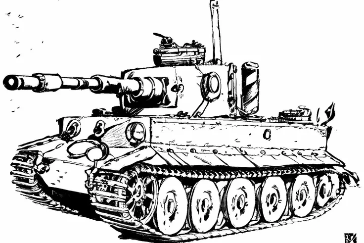 tiger tank, lineart