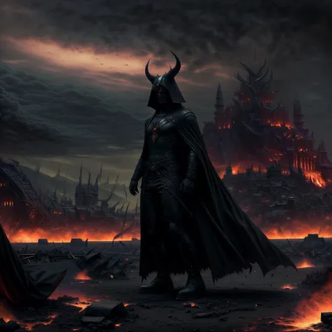 young dark magician in an elegant black caftan and a heavy fur coat, (dark coat and suit:1.2), 20 year old man with light bristles, <lora:InfernalAIv8:1>, (upper body), mage-commander of the army of Darkness, (close up), the commander stands on the ruins of the captured city, destroyed war-torn citadel on background, (all in fire and blood), disdain, angry, tired, looking at camera, (gloomy evening), evil army on background, highly detailed, 8k HD, photorealistic digital art trending on Artstation 8k HD high definition detailed realistic, masterpiece, high quality, sharp focus, hdr, cinema shot, trending on ArtStation, Intricate, High Detail, Sharp focus, dramatic, photorealistic painting art by midjourney, <lora:add_detail:0.5>