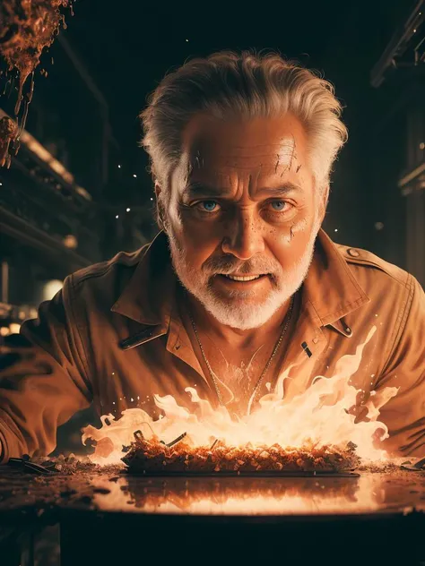 (extremely detailed CG unity 8k wallpaper, hasselblad award winner), detailed full-length photo of a (mad 40 years old man), Soviet scientist conducts a ((crazy experiment)), <lora:stylepunk_InfernalAIv8:0.5>, stands in a futuristic laboratory, disdain and angry, serious look, bloody experiment, ((crazy scientist with crazy eyes)), (close up), ((evil grin)), electricity everywhere, cinematic lighting, ambient soft lighting, dramatic lighting, diffused soft lighting, ((the horrific consequences) of the experiment around), elite, rich, highly detailed, intricate, small breasts, 8k HD, full body 8k render, photorealistic digital art trending on Artstation 8k HD high definition detailed realistic, masterpiece, high quality, sharp focus, hdr, cinema shot, trending on ArtStation, Intricate, High Detail, Sharp focus, dramatic, photorealistic painting art by midjourney
