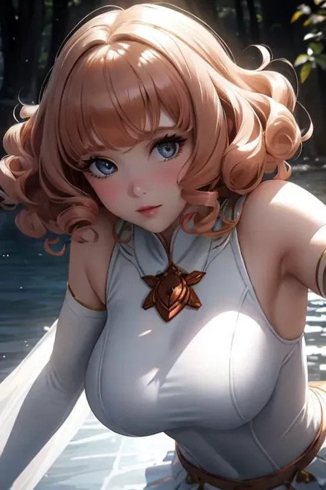 princess daisy, nude, big breasts, covered in cum, from above, in water,