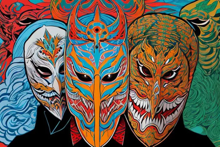 mask big,mask,big mask,sticker, illustration, vector, digital art, flat colors, sharp lines, marker, <lora:peeta:1>