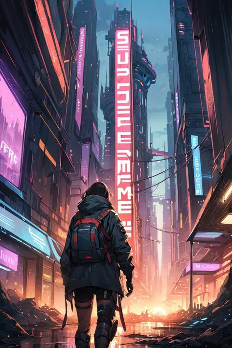 masterpiece, best quality, concept art, Anime style background, futuristic cyberpunk background, 4k resolution, ("supreme" text), highly detailed, cinematic lighting, urban, dystopia, architecture