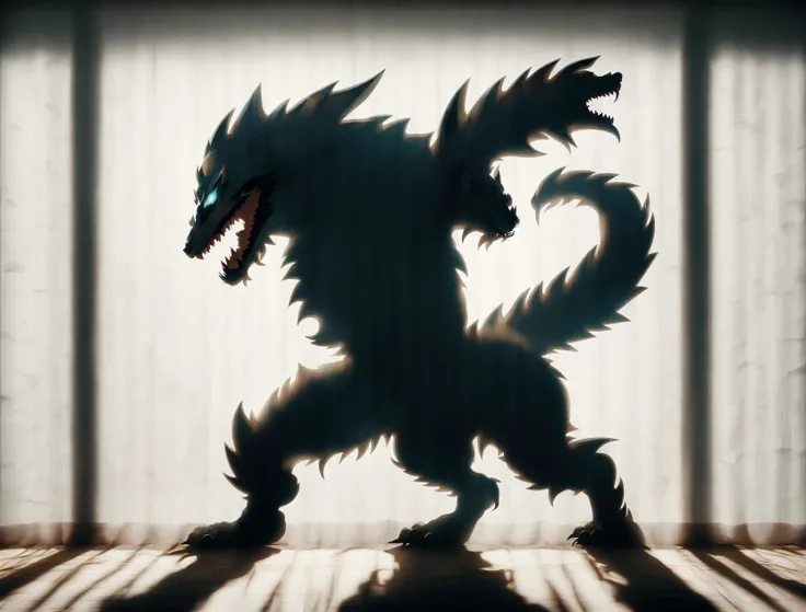 DonM5h4d0w5 shadow on a tulle wall, Zinogre, <lora:DonM5h4d0w5-000010:0.8>