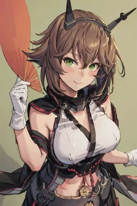 ,(masterpiece:1.2, best quality),(face focus:1.2),(eye focus:1.2),cowboy shot,looking at viewer,(from above:1.3),break,
mutsu_kantaicollection,brown_hair, short_hair, green_eyes, breasts, large_breasts, smile, headgear, blush, hair_between_eyes,