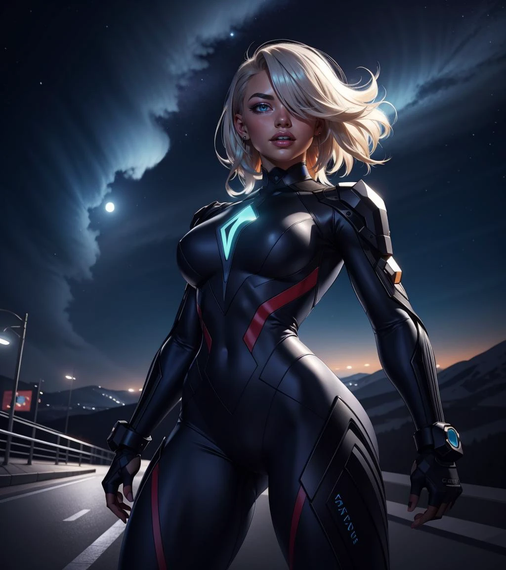 1girl, platinum blonde hair, medium hair, hair over one eye, aqua eyes, dynamic pose, variations,
solarpunk, retrofuturism, scenery, night, night sky,
masterpiece, best quality, <lora:muscle_slider_v1:1.5> <lora:age_slider_v6:-1> <lora:backlight_slider_v10:-1>