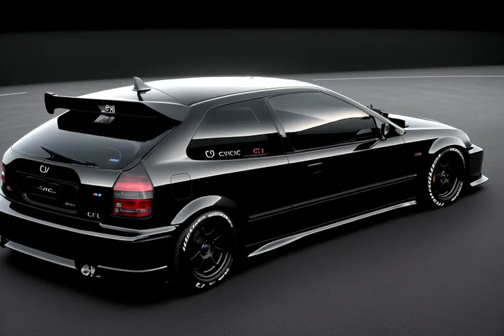 (CIVIC6), , GT spoiler, custom bumpers, black windows, car is vantage black, car lowered, realistic, 4k, race track in space, rendered in unreal engine, photorealistic, 8k uhd, dslr, soft lighting, high quality, film grain, Fujifilm XT3, <lora:CIVIC6:0.8>