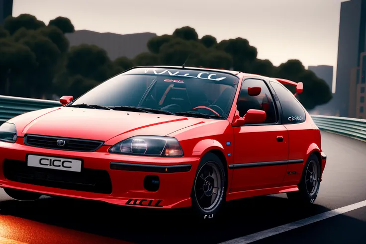 (CIVIC6), A rallye car race, in the city, rendered in unreal engine, photorealistic, 8k uhd, dslr, soft lighting, high quality, film grain, Fujifilm XT3, <lora:CIVIC6:0.8>