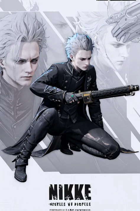 1boy, IncrsNikkeProfile, <lora:NikkeProfile:1>, full body, zoom layer, holding weapon, holding gun, one knee, vergil(dmc5), <lora:Char_DMC_Vergil:0.75>