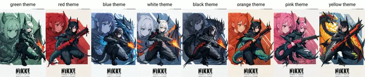 1girl, IncrsNikkeProfile, <lora:NikkeProfile:0.85>, full body, zoom layer, holding weapon, holding gun, one knee, monster, dragon tail, fire, green theme,