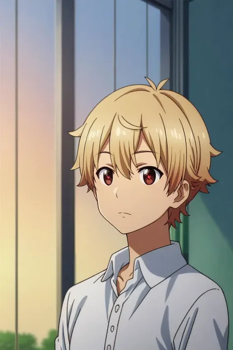 score_9, score_8_up, score_7_up, source_anime, rating_safe, intricate details, anime screencap, , , , depth of field, 1boy, solo, male focus, <lora:subaru_uchimaki_pony:1>, subaru_uchimaki, blonde hair, red eyes, short hair, straight-on, full body, skytree, dawn, leaning back, heart eyes, , <lora:sdxl_lightning_8step_lora:1>