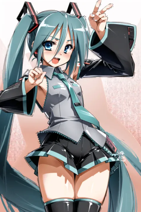 <lora:redrantem_v1_res:1>, tachi-e, cowboy shot, dynamic pose,
hatsune miku, hatsune miku \(cosplay\),