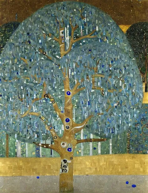 a tree with crystal leaves <lora:Gustav_Klimt_XL_kk:1> klimt