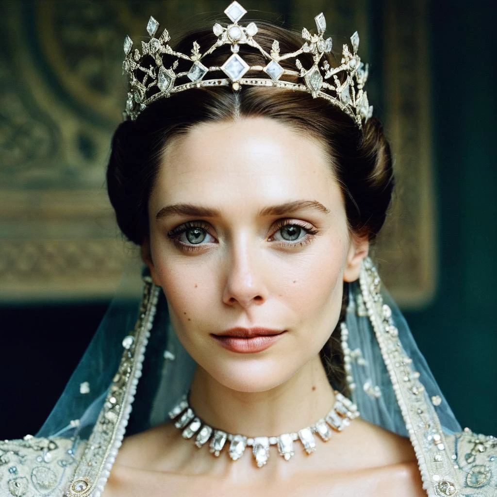 (Skin texture),High qualitycloseup face portrait photo, analog, film grain, actress dressed as a medieval queen with a delicate diamond tiara,regal, elixolsen, <lora:eliolsen_juggerX_v7_standard_wocap_merger_27_74_98_02_03_05-elixolsen:1>