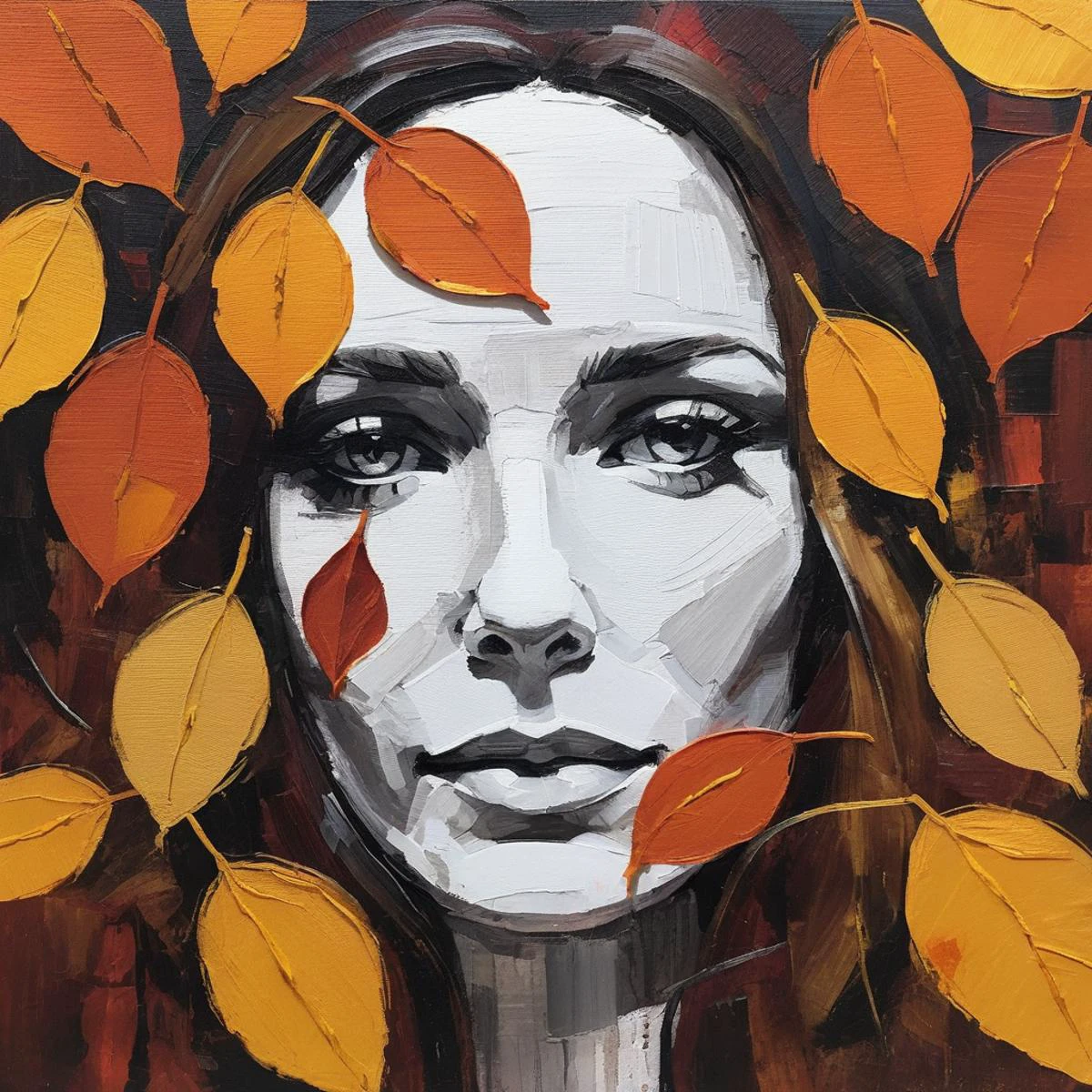 (Abstract) sketch of a woman in the fall season, oil on canvas, elixolsen, <lora:eliolsen_juggerX_xl_8_standard_wocap_merger_lastmodel_120_04_06-elixolsen:1>