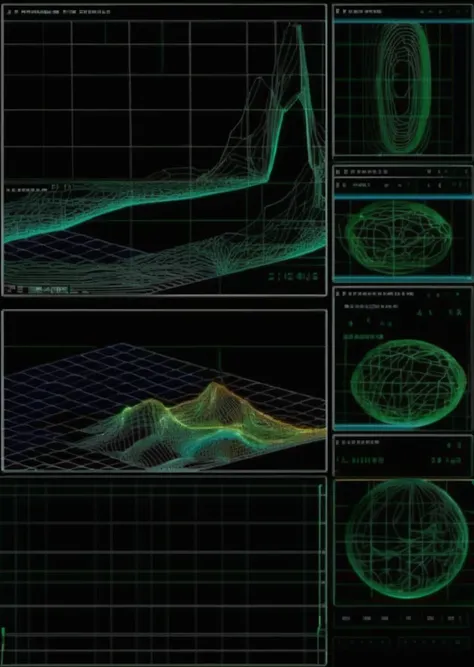 a screenshot , GeoWave Console: Dynamic topographical lines manipulated by touch. , Epsylon Point, vfx, computer graphics, (cgi, a wireframe) diagram, net art<lora:cyberui_sdxl:1.0>