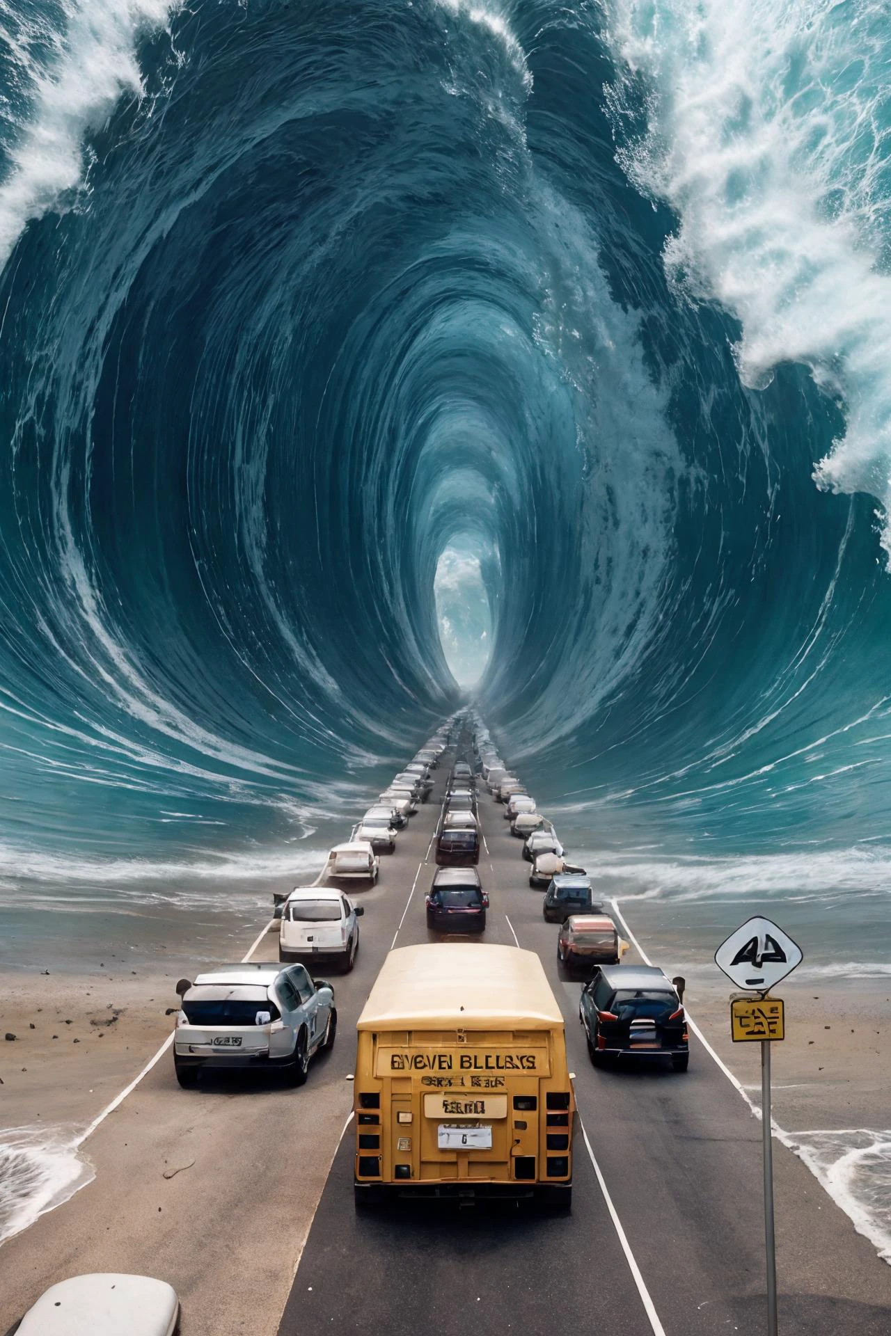 highres, 8k, absurdres, realistic, crowd, highway, road, (cars:1.3),
(Sea_Split:1.75), sea split, (waves:1.2), water, ocean,
<lora:Part_Sea-000025:0.65>