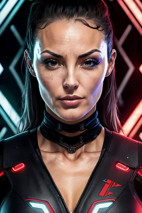 cassieL1 , ((best quality)), ((masterpiece)), (detailed), Midjourney Style, close-up, woman, robot, red eyes, concept art, inspired by Marek Okon, digital art, Crysis Nanosuit, futuristic, (glowing elements:1.1), 4:3 aspect ratio, dynamic duo