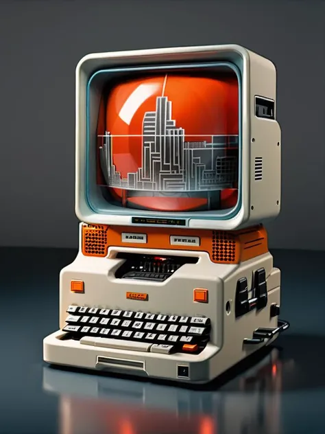 product photo, ( retro cyber tech ) , reflective , Ella Guru, f 8 aperture, a 3D render, new objectivity<lora:Cyber_Tech_sdxl:1>