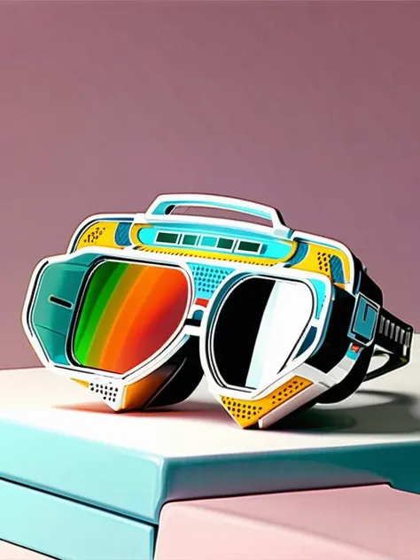 product photo, ( retro cyber tech )  ,  reflective , Ella Guru, f 8 aperture, a 3D render, new objectivity<lora:Cyber_Tech_sdxl:1>