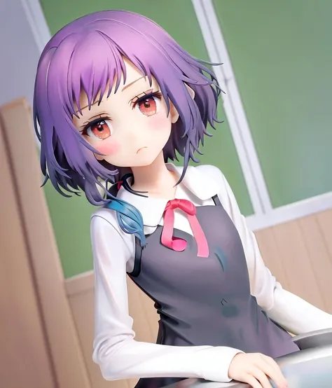 konohoshi_honami, solo, 1girl, blush, pinafore dress, long sleeves, white shirt, indoors, looking at viewer, black dress, closed mouth, school uniform, neck ribbon, expressionless, short hair with long locks, red ribbon, multicolored hair, skirt, 
<lora:hoshikuzu-diag_oft-bundle-30000:1:1:lbw=1,0,0,0,0,0,0,0,0,0,0,0,0,0,0,0,0,1,1,1,1,1,0,0,0,0>, <lora:pvc:1>