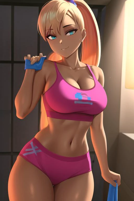 masterpiece, best quality, cowboy shot, 1girl, solo, toned, <lora:LolaBunny:0.9>, idol outfit