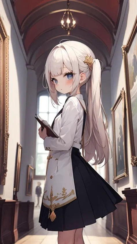 (incredibly quality, 32K, incredibly Absurdres, incredibly beautiful details, incredibly sharp and clear :1.5), BREAK,
( nsfw, pornographic:1), (one incredibly kawaii very little girl:1.5), ( pigeon-toed :1.0)
, (She is Looking at a painting in Museum, holding a museum pamphlet in hand: 1.3), BREAK,
( women's business skirt suit,  incredibly details face and eyes , ultra kawaii hairstyle, hair ornament:1) , BREAK,
( blurry bokeh background, In the museum, many paintings, display cases, downlights:1.2), (Spectators in the background:1.2),BREAK,
angel from side