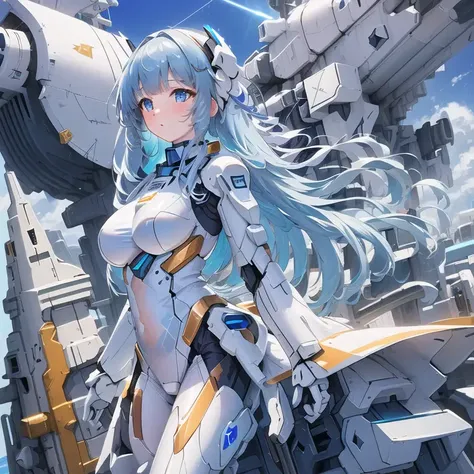 (space ship as background),(ultra high res, realistic, blue sky, photon mapping, radiosity:1.3), science fiction,  fantasy,

[:a girl, (white and blue mech suit:1.2), upper body:0.2]

<lora:anySheg_v10:0.8>, sheg, beautiful woman, best quality, ultra high res, 8K, masterpiece, sharp focus,  clear gaze
