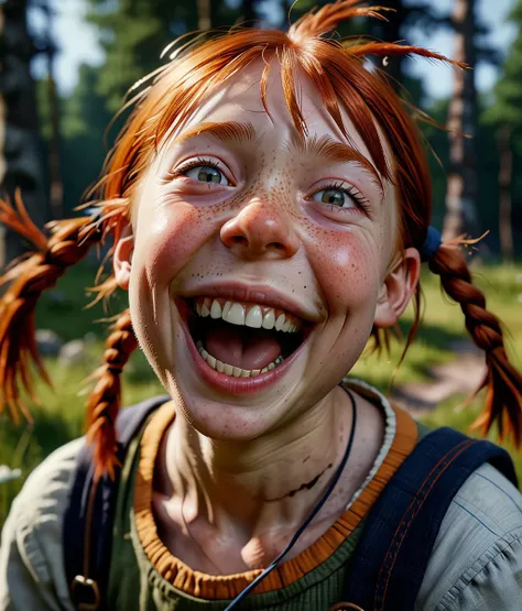extremely detailed, realistic, perfect lighting, intricate details, 13 yo wild pippi langstrumpf, sweden, smile, best quality, masterpiece, highres, 8K, half body, <lora:DetailedEyes_V3:1>
