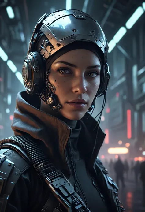 a techno cyber leader of a resistance in a technological dystopian future

cinematic, dramatic lighting, high resolution, detailed, 4k