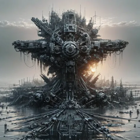 Photo of a breathtaking sunrise scene over a dystopian seascape filled with dormant mechs partially submerged in water. Capture the reflection of the rising sun on the metallic surfaces, emphasizing the eerie calm before the inevitable storm in this aquatic mech dystopia.
, <lora:add-detail-xl:1> , <lora:RMSDXL_Enhance:1> , <lora:Mech_Dystopia_Style_SDXL:1>