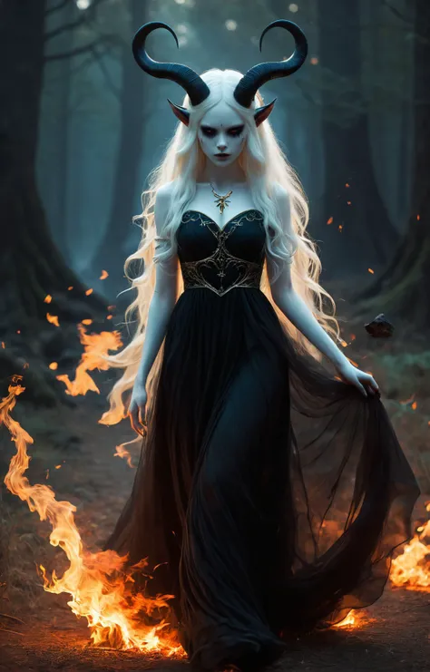 triadic colors, full body, solo, Legend of Zelda style art of a painting BREAK dark and moody head and shoulders shot of a beautiful female demon with deep black eyes, albino with very pale skin, long billowing hair blowing in the wind, floating fire particles, long floating sheer-black dress, (long intricate horns:1.2) <lora:WB2.2:0.6>, bleak, surreal fantasy, at night time, flickering lights, hazy, blurry BREAK inspired by Tadeusz Brzozowski, behance contest winner, geometric abstract art, vibrant tourism poster, setting sun, miro, amoled wallpaper<lora:xl_more_art-full_v1:0.5>, Vibrant, fantasy, detailed, epic, heroic, reminiscent of The Legend of Zelda series, <lora:xl_more_art-full_v1:.25>, cinematic lighting, (rim lighting, side lighting:1.4), bokeh, 4k