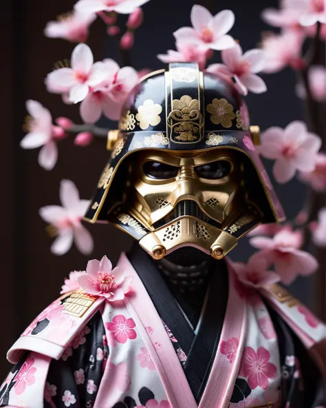 stormtrooper Samurai wearing samurai kimono, studio light, rim light, sakura flower, filigree motif,  shallow depth of field, highly detailed, high budget, star wars film still, bokeh, cinemascope, moody, epic, gorgeous, film grain, grainy,grim,  cinematic masterwork by head of prompt engineering  <lora:add-detail-xl:1>  <lora:xl_more_art-full_v1:0.5> <lora:StormtrooperXLV1:0.66>