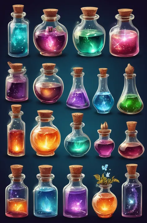 a set of magical potions with magical properties that can be used to heal someone