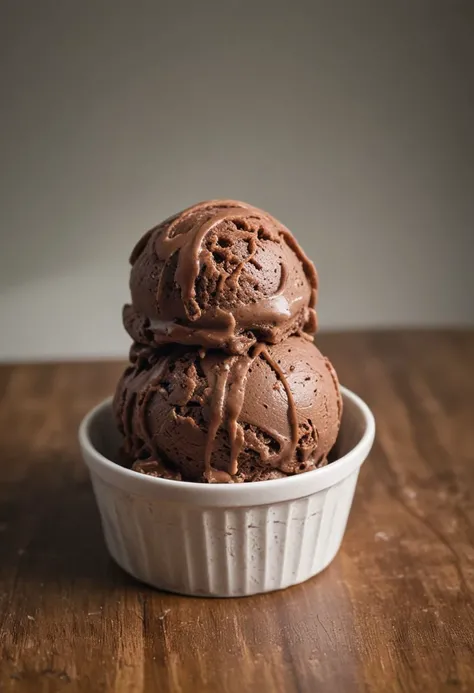 RAW photo, chocolate Ice cream, Hot summer day, food photo, DSLR, soft lighting, high quality, film grain, Fujifilm XT