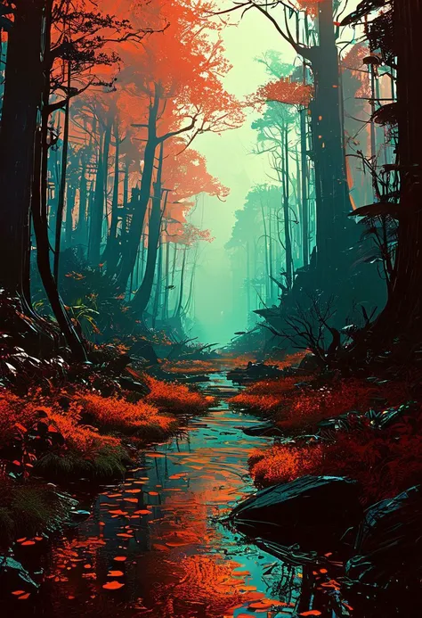 An otherworldly forest with trees made of light and shadows, the ground pulsating with vivid, ever-changing hues, embodying a dream within a dream,
in the style of the eerie ambiance of Ridley Scott's 'Alien' with 80s sci-fi nostalgia. Blend dreamlike, claustrophobic spaces, grimdark Warhammer 40K magic, and campy yet sinister tones. Envision a surreal, dystopian world where arcane forces meet retro-futuristic sci-fi, creating a uniquely haunting tableau
, in the style of an old 80's VHS dark fantasy, VHS screen grab, grainy, old footage