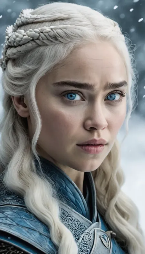 (Movie Still) from Game of Thrones , (extremely intricate:1.3), (realistic), portrait of a girl, the most beautiful in the world, Daenerys Targaryen, blonde hair, long hair, blue eyes, behind her is a dragon, monster, teeth, snow, (detailed face, detailed eyes, clear skin, clear eyes), photorealistic, award winning, professional photograph of a stunning woman detailed, sharp focus, dramatic, award winning, cinematic lighting, volumetrics dtx