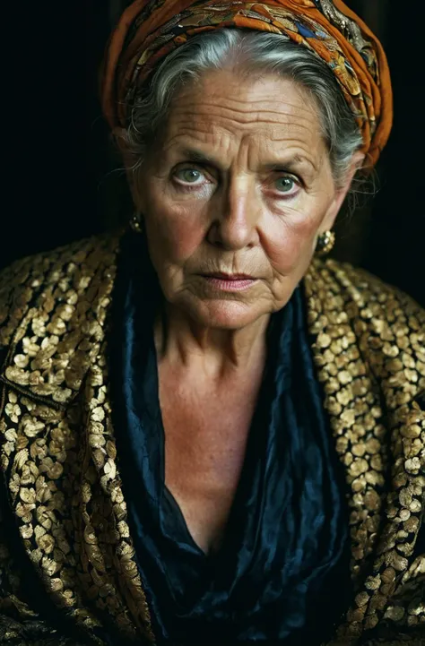 glamour portrait shot (from above:0.5) of rich sophisticated old european in fancy clothes, ((overwhelming fatigue)), wrinkles of age, photorealistic, moody colors, gritty, masterpiece, best quality, (intricate details), (****), eldritch, glow, glowing eyes, (volumetric lighting), unique pose, dynamic pose, dutch angle, 35mm, anamorphic, lightroom, cinematography, film grain, HDR10, 8k hdr, Steve McCurry, ((cinematic)), RAW, color graded portra 400 film, remarkable color, raytracing, subsurface scattering, hyperrealistic, extreme skin details, skin pores, deep shadows, contrast, dark theme,